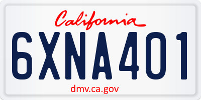 CA license plate 6XNA401