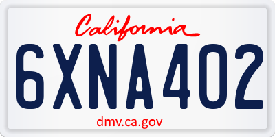 CA license plate 6XNA402