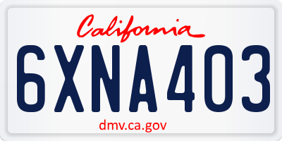 CA license plate 6XNA403
