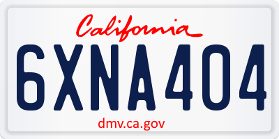 CA license plate 6XNA404