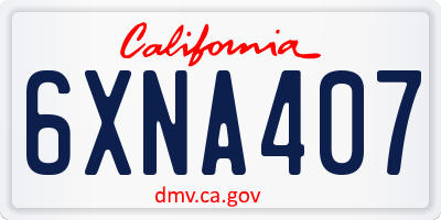 CA license plate 6XNA407