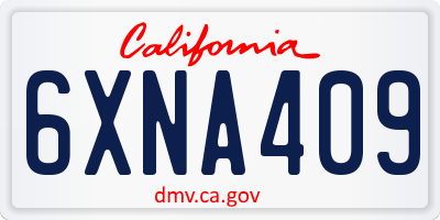CA license plate 6XNA409