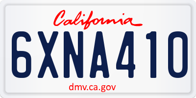 CA license plate 6XNA410