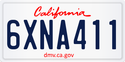 CA license plate 6XNA411