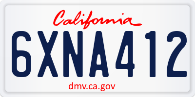 CA license plate 6XNA412