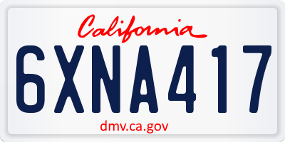 CA license plate 6XNA417