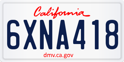 CA license plate 6XNA418