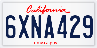 CA license plate 6XNA429