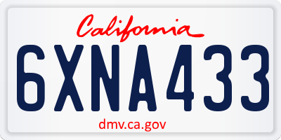 CA license plate 6XNA433