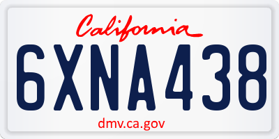 CA license plate 6XNA438
