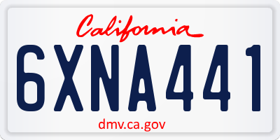 CA license plate 6XNA441