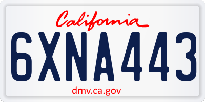 CA license plate 6XNA443