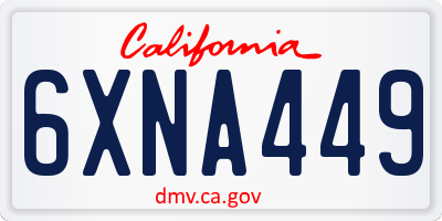 CA license plate 6XNA449