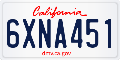CA license plate 6XNA451
