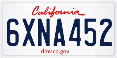 CA license plate 6XNA452