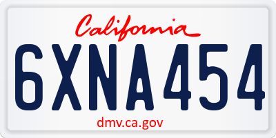 CA license plate 6XNA454