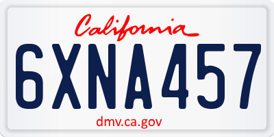 CA license plate 6XNA457