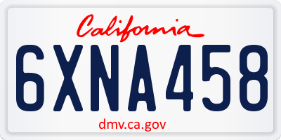 CA license plate 6XNA458