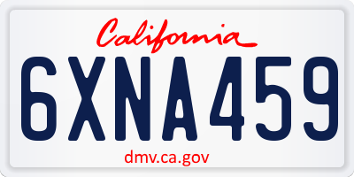 CA license plate 6XNA459