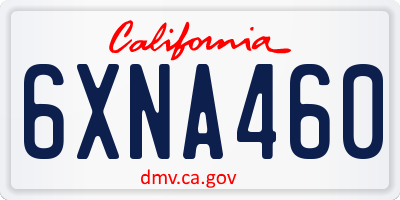 CA license plate 6XNA460