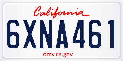 CA license plate 6XNA461