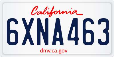 CA license plate 6XNA463