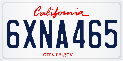 CA license plate 6XNA465