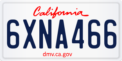 CA license plate 6XNA466