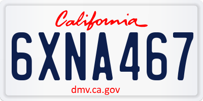 CA license plate 6XNA467
