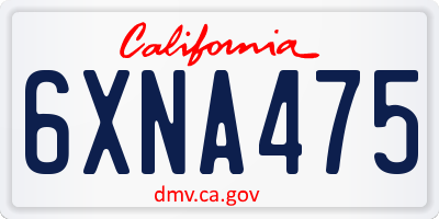CA license plate 6XNA475