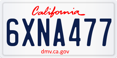 CA license plate 6XNA477