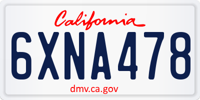 CA license plate 6XNA478