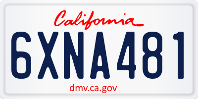 CA license plate 6XNA481