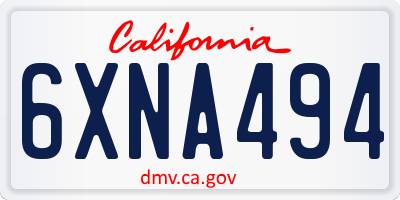 CA license plate 6XNA494