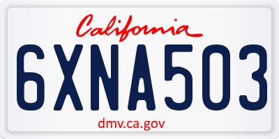 CA license plate 6XNA503