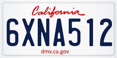 CA license plate 6XNA512