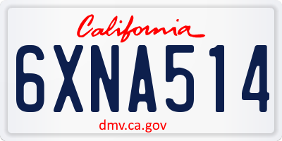 CA license plate 6XNA514