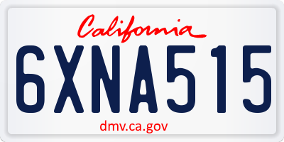CA license plate 6XNA515