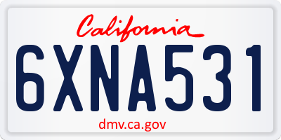 CA license plate 6XNA531