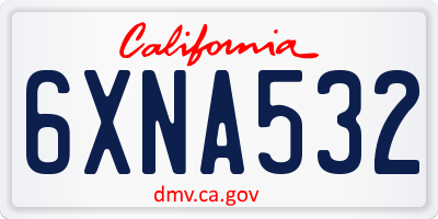 CA license plate 6XNA532