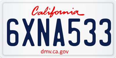 CA license plate 6XNA533