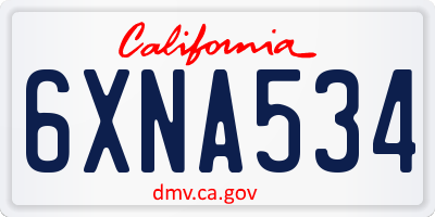 CA license plate 6XNA534