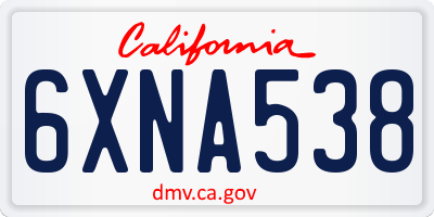 CA license plate 6XNA538