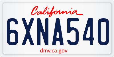 CA license plate 6XNA540