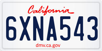 CA license plate 6XNA543