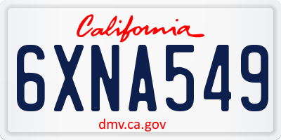 CA license plate 6XNA549