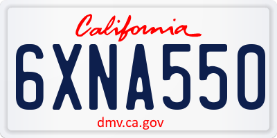 CA license plate 6XNA550