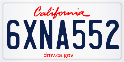 CA license plate 6XNA552