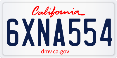 CA license plate 6XNA554