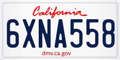 CA license plate 6XNA558
